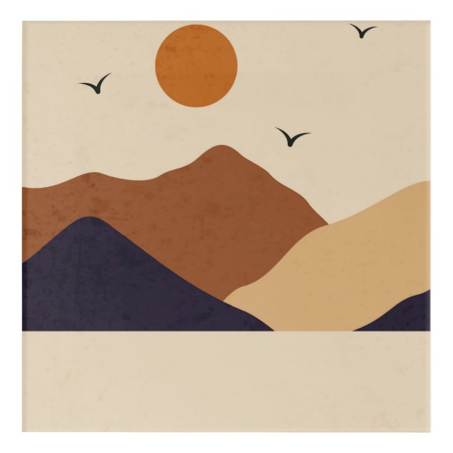 Day and night mountain landscape acrylic print (Front)