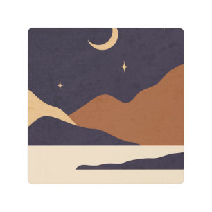 Day and night mountain landscape metal print