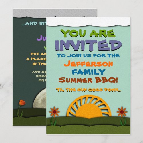 Day and Night Summer BBQ / Reunion Invitations