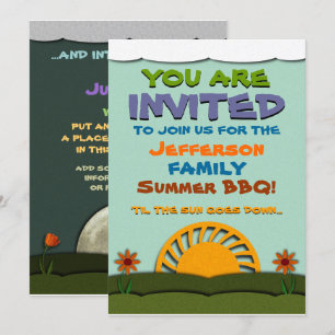 Day and Night Summer BBQ / Reunion Invitations