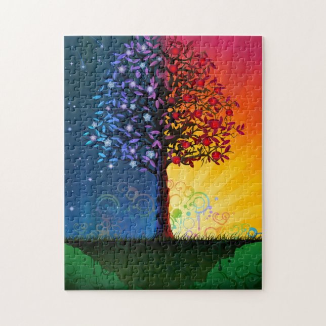 Day And Night Tree Jigsaw Puzzle (Vertical)