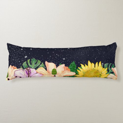 Day and Night Watercolor Garden Body Pillow