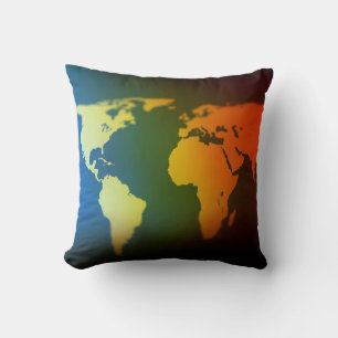 Day and night world globe throw pillow