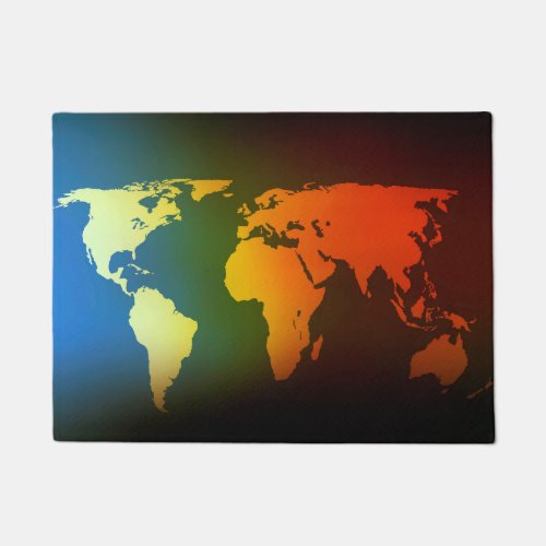Day and night world map doormat