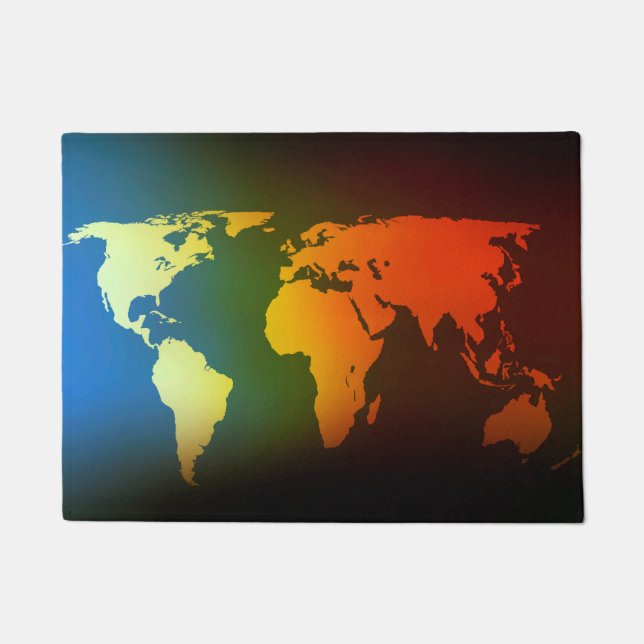 Day and night world map doormat (Front)