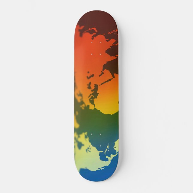 Day and night world map skateboard deck (Front)