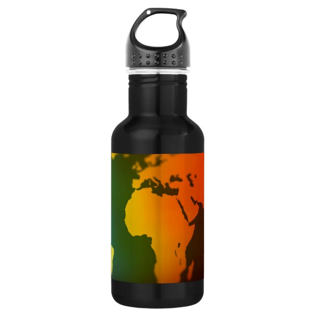 Day and night world map water bottle (Front)