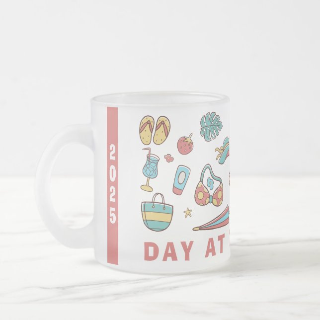Day At The Beach -  2025 Frosted Glass Coffee Mug (Left)