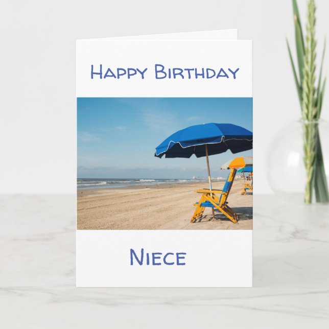 DAY AT THE BEACH BIRTHDAY WISH NIECE CARD (Front)