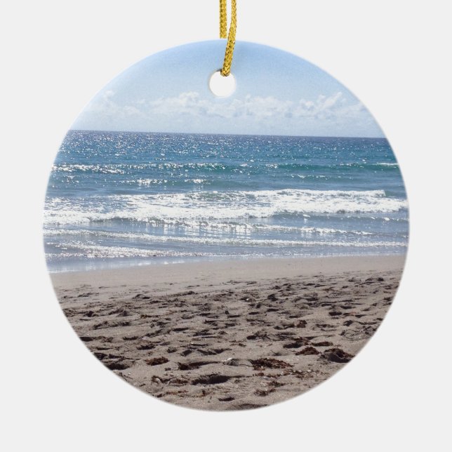 Day At The Beach Ceramic Ornament (Front)