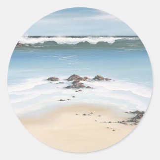 day at the beach classic round sticker