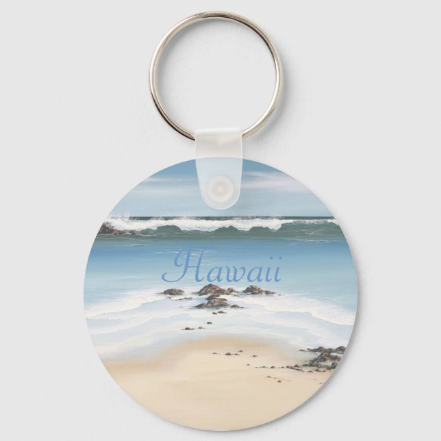 day at the beach-Hawaii Keychain (Front)