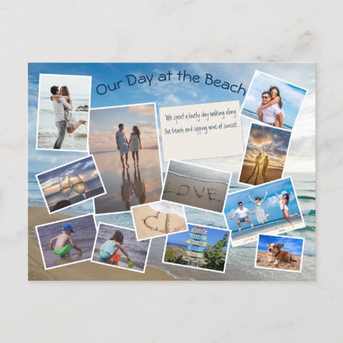 Day at the Beach Photo Collage Template Postcard