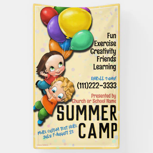 Day Camp Summer Camp Child Care Customizable Banner | Zazzle