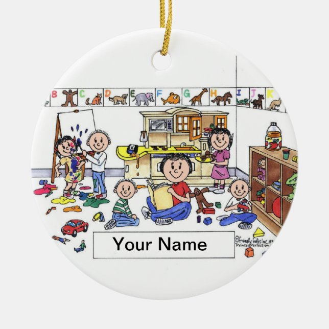 Day Car Worker - Female Ceramic Ornament (Front)