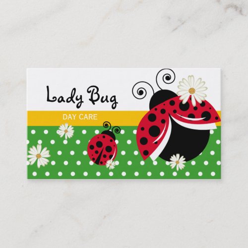 Day Care Business Card Cute Polka Dot Lady Bug