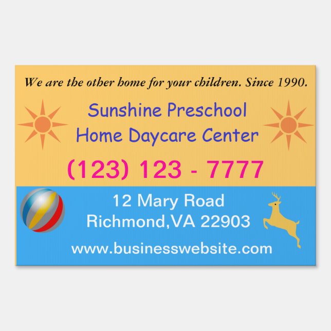 Day care center yard sign (Front)