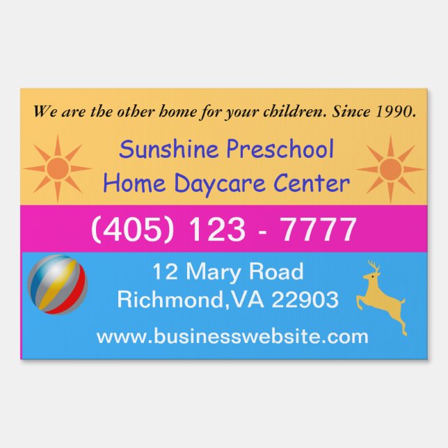 Day care center yard sign (Front)