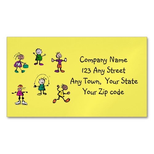 day carechild care teacher or babysitting yellow business card magnet