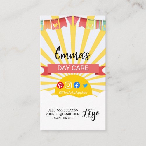 day care sun sunny summer outside nursery business card