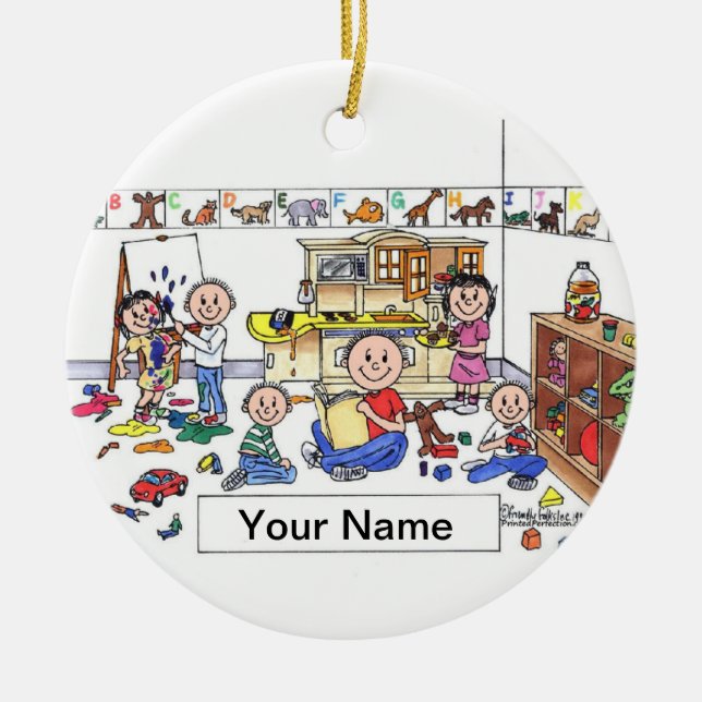 Day Care Worker - Male Ceramic Ornament (Front)