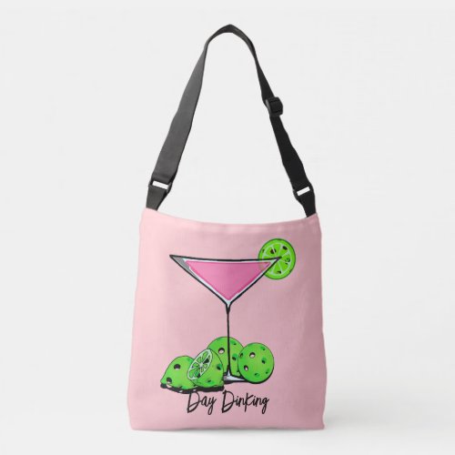Day Dinking Cosmo Pink Cocktail Pickleball Limes Crossbody Bag