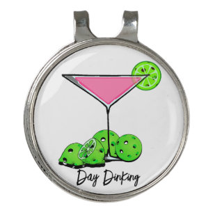 Day Dinking Cosmo Pink Cocktail, Pickleball Limes Golf Hat Clip