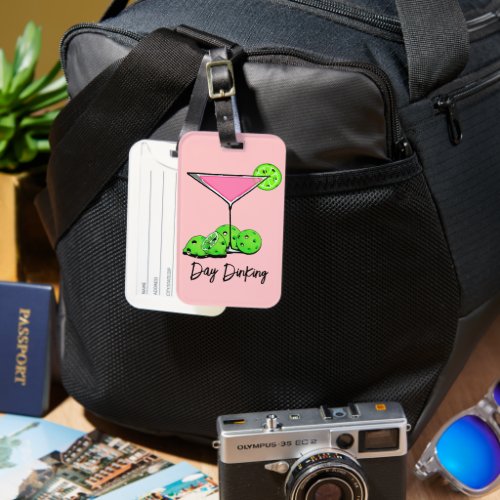 Day Dinking Cosmo Pink Cocktail Pickleball Limes Luggage Tag