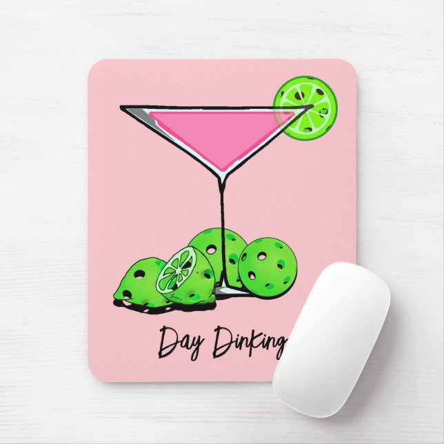 Day Dinking Cosmo Pink Cocktail, Pickleball Limes Mouse Pad (With Mouse)