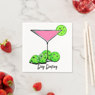 Day Dinking Cosmo Pink Cocktail, Pickleball Limes Napkins