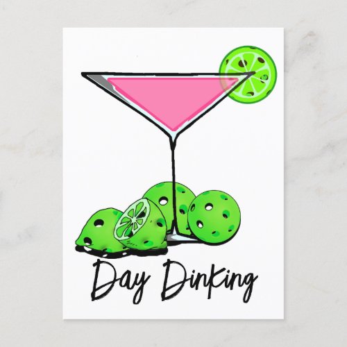 Day Dinking Cosmo Pink Cocktail Pickleball Limes Postcard