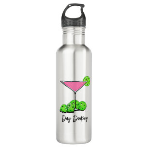 Day Dinking Cosmo Pink Cocktail, Pickleball Limes Stainless Steel Water Bottle