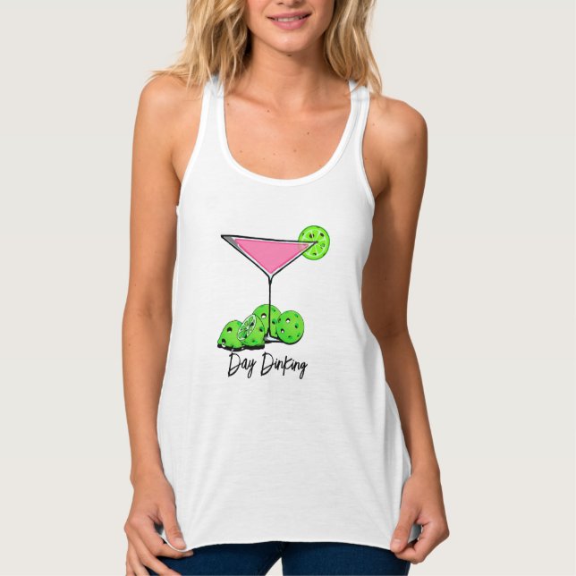 Day Dinking Cosmo Pink Cocktail, Pickleball Limes Tank Top (Front)