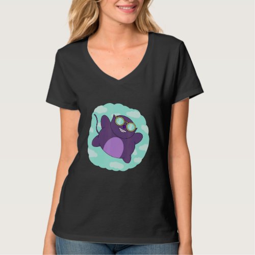 Day Dream Flying Kitty Cat Purple Graphic Design T_Shirt