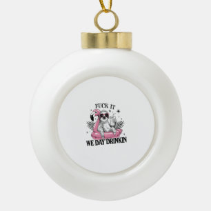 Day drinkin Sloth Ceramic Ball Christmas Ornament