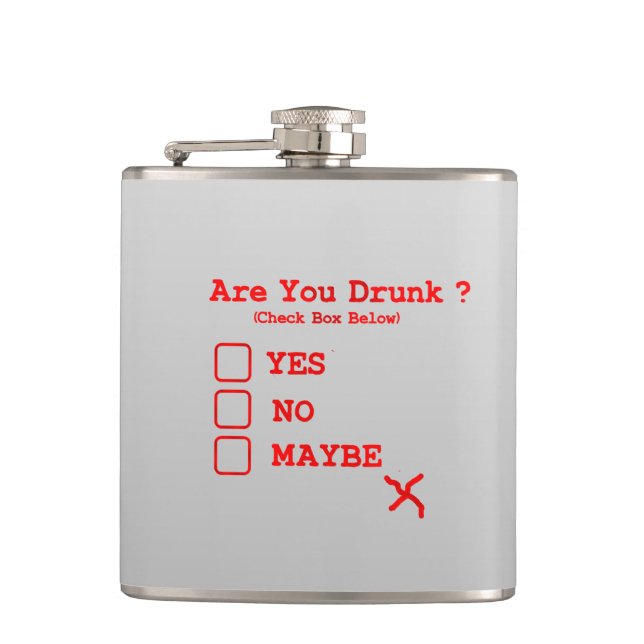 Day Drinking Humor Funny Drunk Test Booze Whiskey Flask (Front)