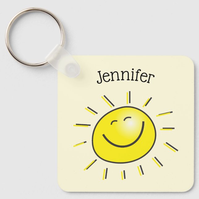 Day Drunk Sunshine Happy Face Keychain (Front)