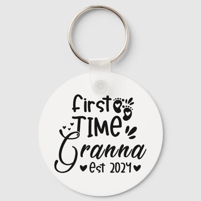 Day First Time Granna Est 2024  Keychain (Front)