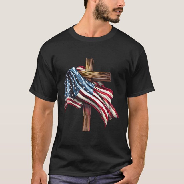 Day Flag Cross Print  T-Shirt (Front)