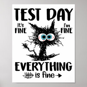 Day Funny Stressed Cat Teacher Student Kids Testin Poster