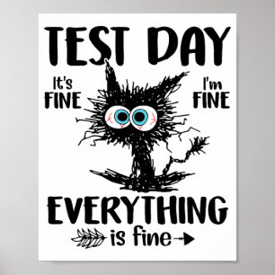 Day Funny Stressed Cat Teacher Student Kids Testin Poster