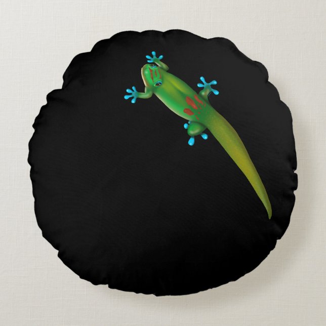 Day Gecko Round Pillow (Front)