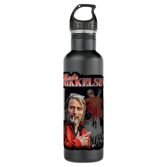 Day Gifts for Mads Influential Mikkelsen Cute Grap Stainless Steel Water Bottle (Front)