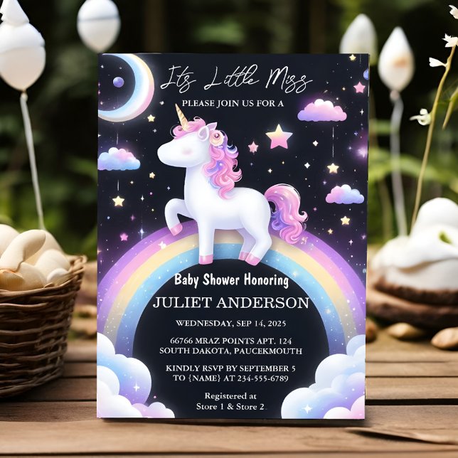 Day Glow Space Royal Pony Unicorn Baby Girl Shower Invitation (Creator Uploaded)