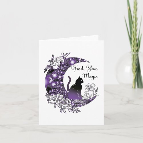 Day Graphic Mystical Celestial Black Cat Moon  Card