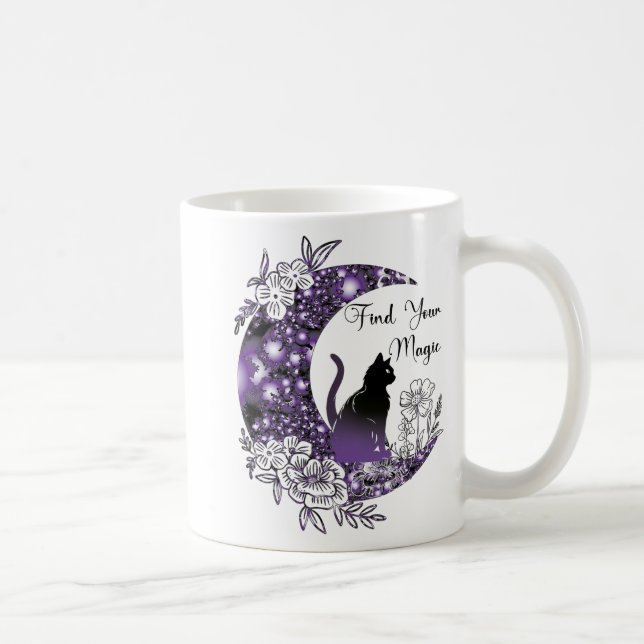 Day Graphic Mystical Celestial Black Cat Moon  Coffee Mug (Right)