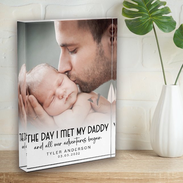 Day I Met My Daddy First Father's Day Keepsake   Photo Block (Creator Uploaded)