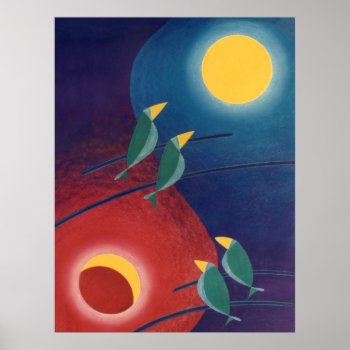 Day In - Day Out Colorful Abstract Bird Painting Poster by starryseas at Zazzle