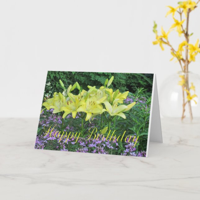 Day Lilies Birthday Greeting Card (Yellow Flower)