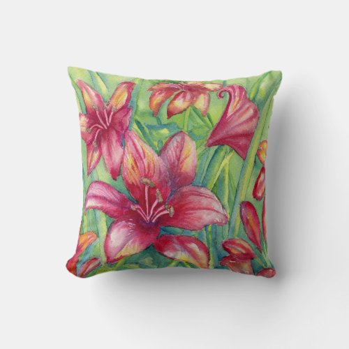Day Lilies Throw Pillow